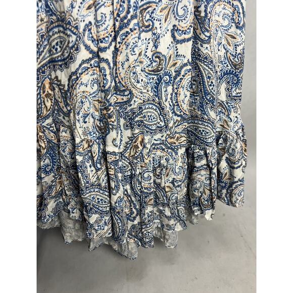 Lucky Brand Paisley Puff Sleeve Tiered Dress Size Small - Picture 3 of 9